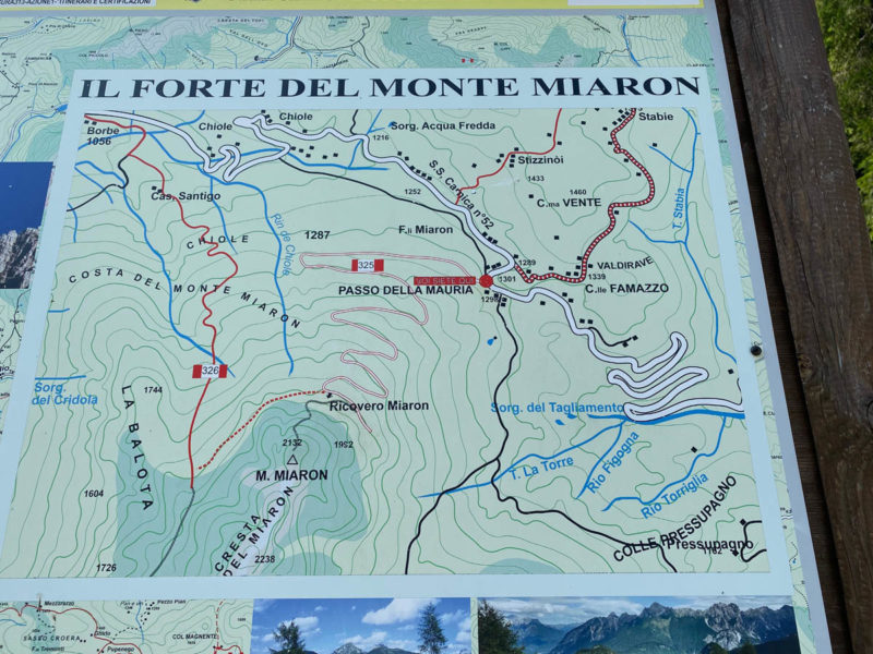 Il Forte del Monte Miaron cartina